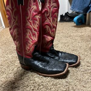 Justin ostrich skin boots